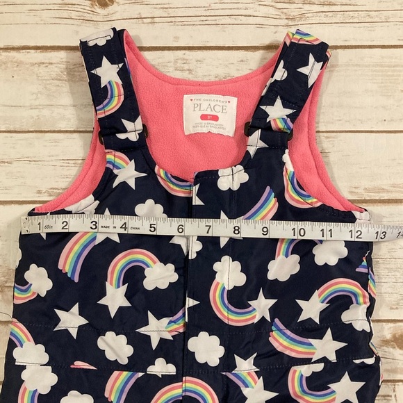 The Children’s Place Rainbow Print Puffer Snowsuit Bib Overalls 3T - Picture 3 of 13